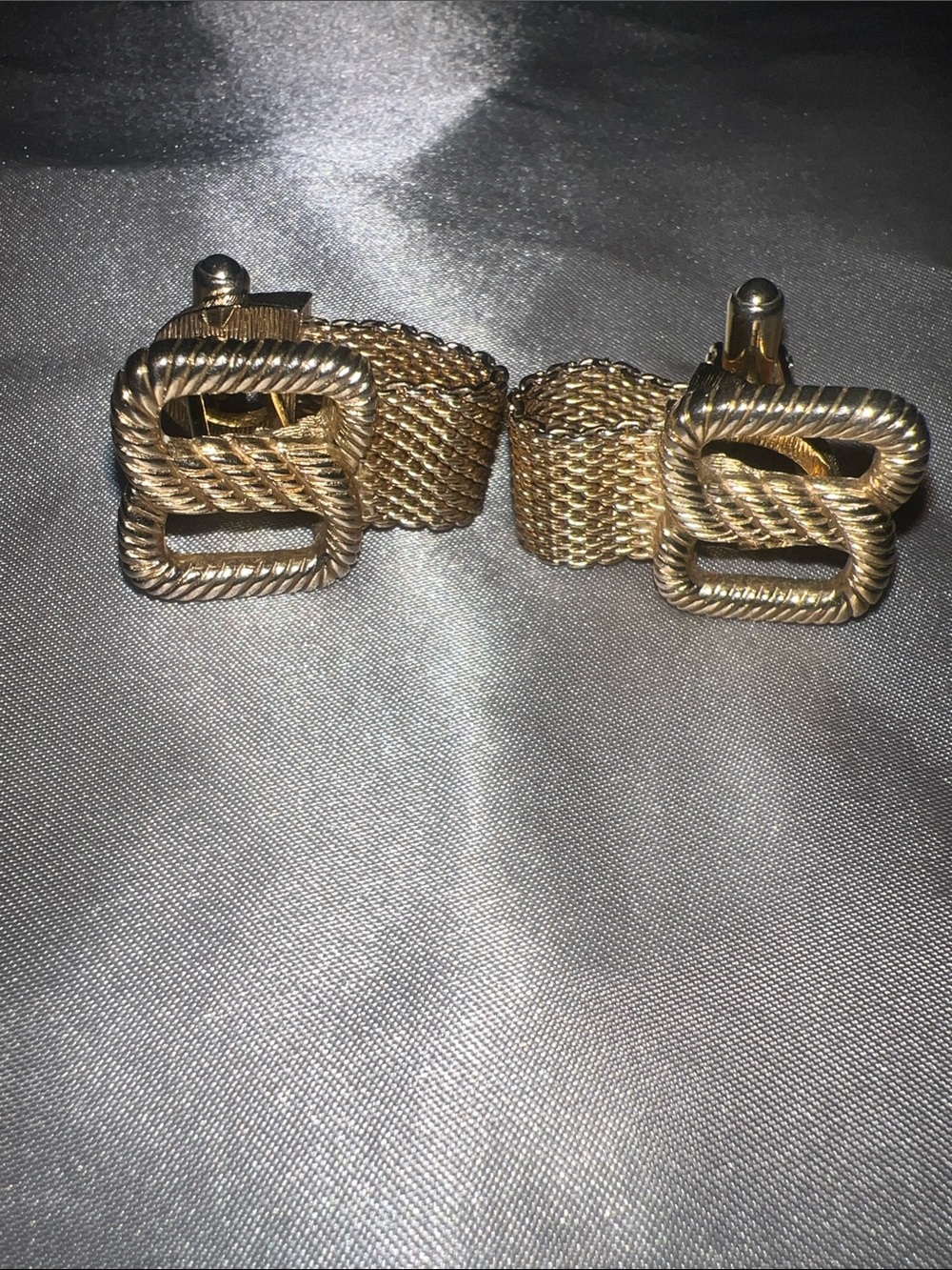 Swank 70’s vintage Gold-Tone Rope Square cuff links-men’s  Accessories